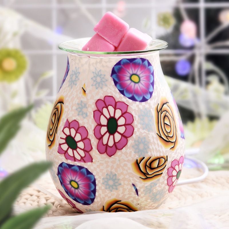 Creative 3d glass white flower pattern creative glass aroma lamp, romantic art for home, sleep aid, fresh air details Picture