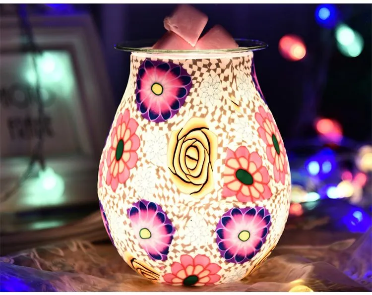 Creative 3d glass white flower pattern creative glass aroma lamp, romantic art for home, sleep aid, fresh air detail image 9