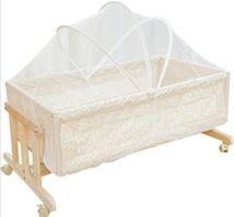 实木婴儿床小摇床独立摇篮床便携式宝宝床小童床送蚊帐一件代发