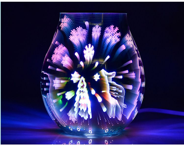 圣诞节3D玻璃圣诞鹿七彩香薰灯 家用摆件融蜡灯去味夜灯详情图8