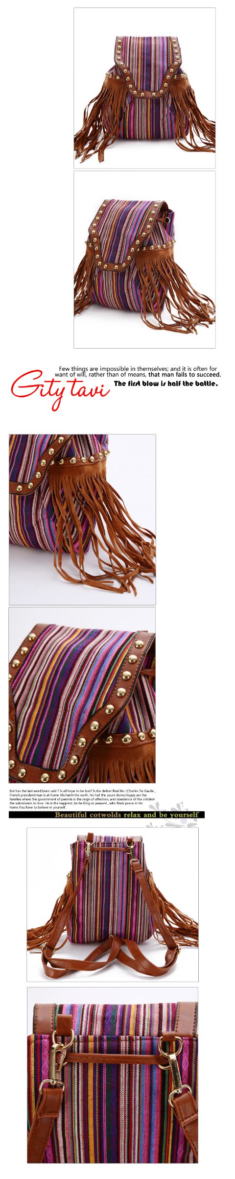 新品时尚牛仔配印大象帆布双肩休闲背包跨境供亚马逊详情图2