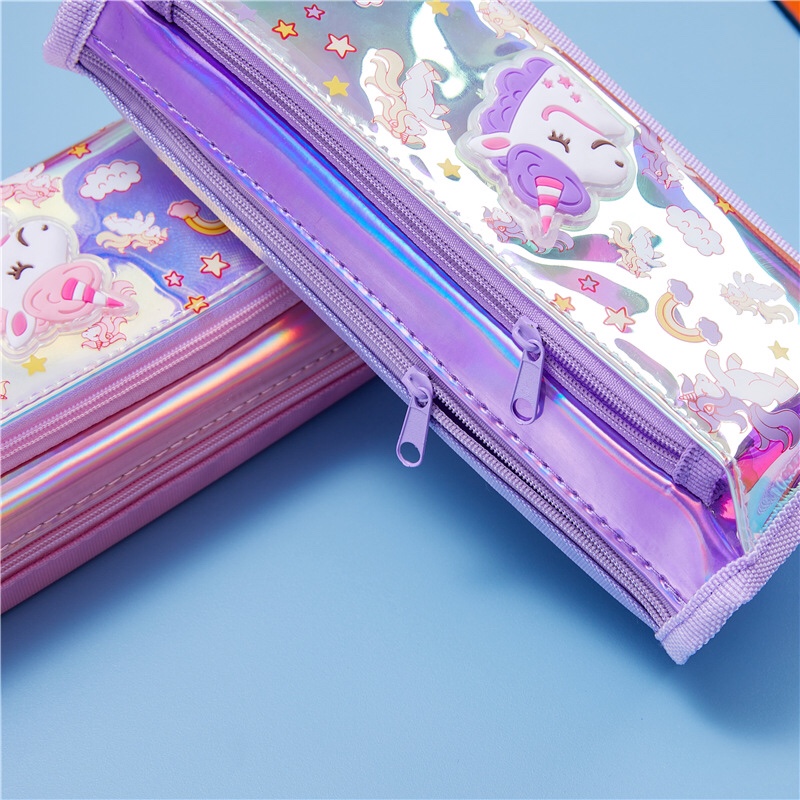 鸿卓独角兽笔袋可爱大容量硅胶文具袋韩系多功能创意铅笔袋文具包详情图6