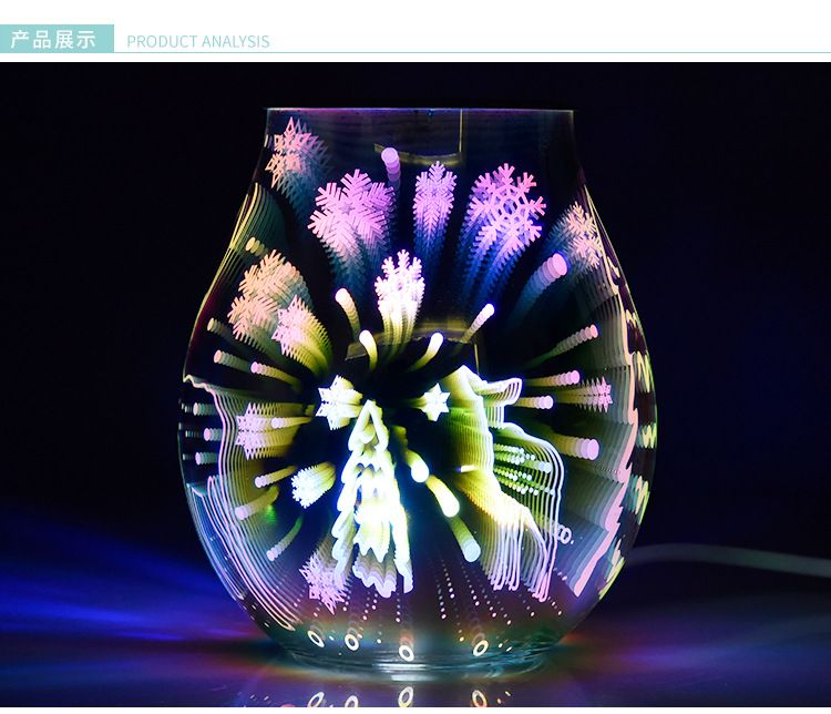 圣诞节3D玻璃圣诞鹿七彩香薰灯 家用摆件融蜡灯去味夜灯详情图10