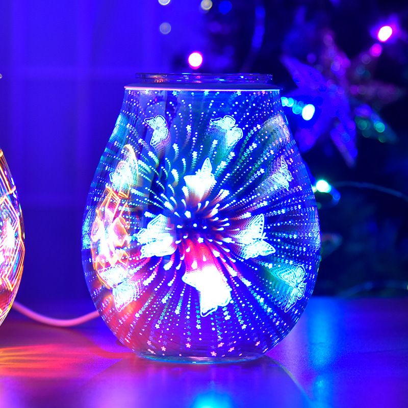 3D glass color-changing incense lamp household deodorant no fire incense burner export incense diffuser butterfly electric incense burner