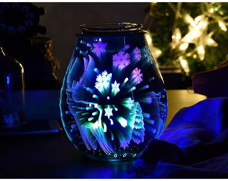 圣诞节3D玻璃圣诞鹿七彩香薰灯 家用摆件融蜡灯去味夜灯详情图17