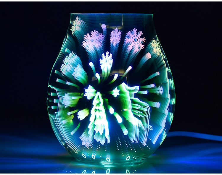 圣诞节3D玻璃圣诞鹿七彩香薰灯 家用摆件融蜡灯去味夜灯详情图9