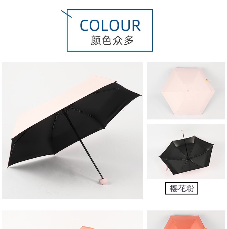 50% off 6-bone advertising umbrella, custom black rubber UV-resistant capsule umbrella, mini pocket sunshade umbrella, suitable for both sunny and rainy days Specification image