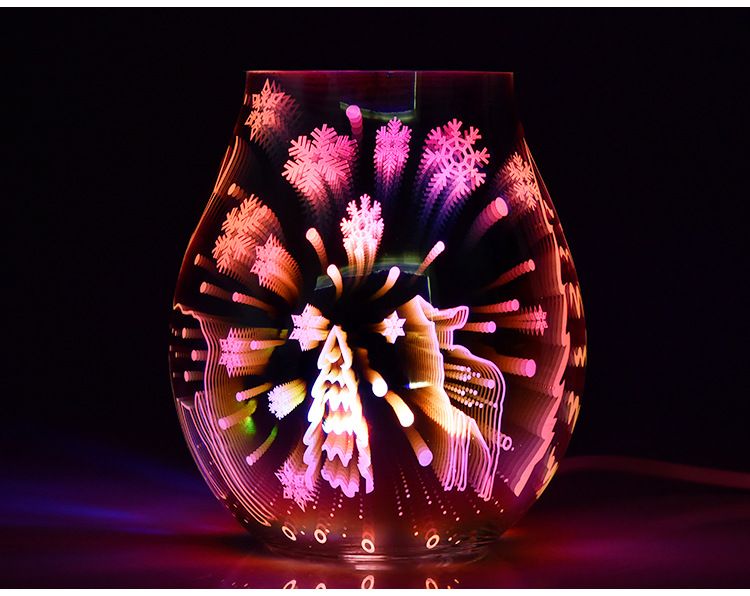 圣诞节3D玻璃圣诞鹿七彩香薰灯 家用摆件融蜡灯去味夜灯详情图14