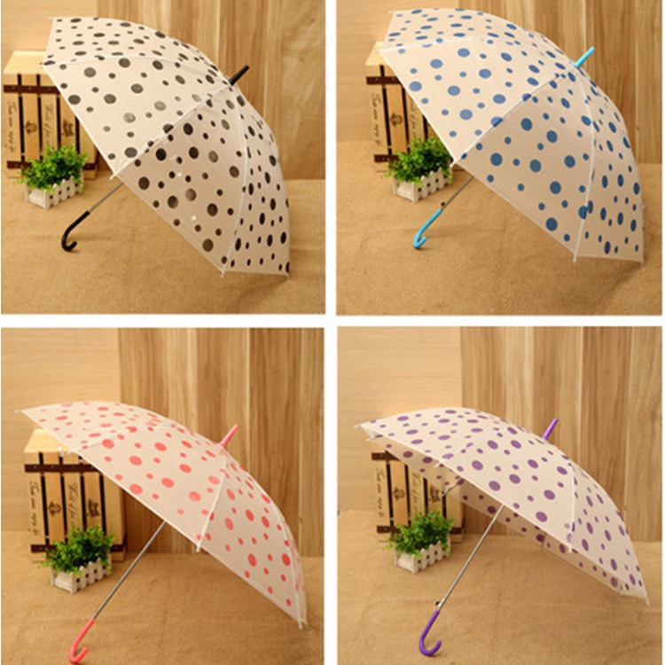 Wholesale of eco-friendly umbrellas with polka dots and fresh prints, transparent umbrellas with straight rods and automatic ladies' umbrellas from street stalls Specification image