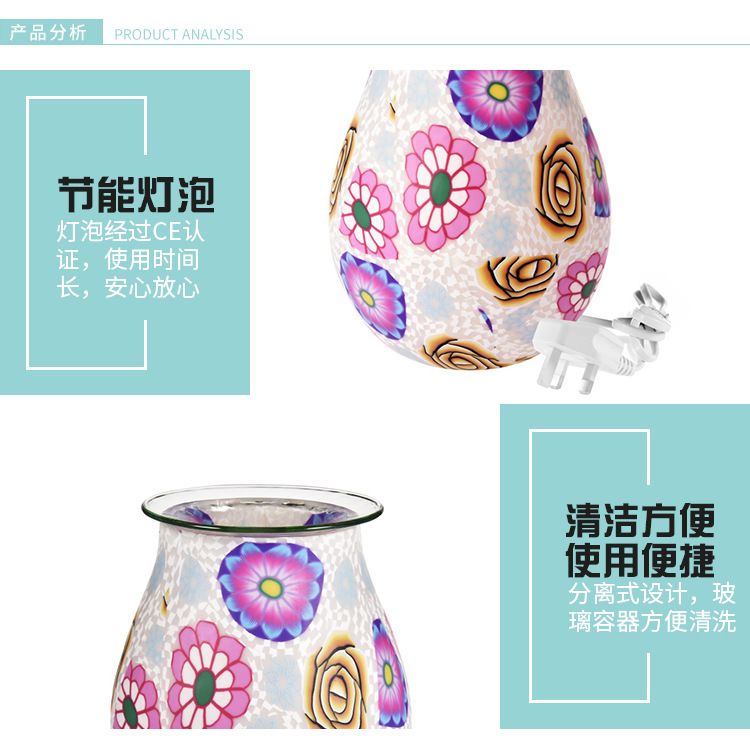 Creative 3d glass white flower pattern creative glass aroma lamp, romantic art for home, sleep aid, fresh air detail image 8