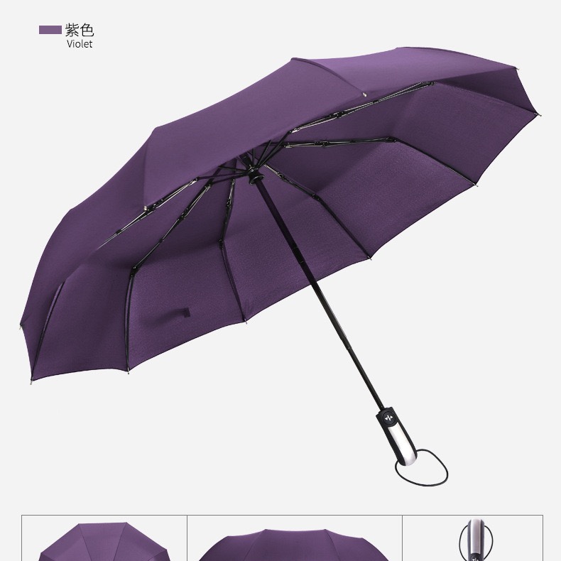 10-bone fully automatic umbrella, folding men's automatic umbrella, dual-purpose double person, larger three-fold, wholesale custom advertising umbrella Item Picture
