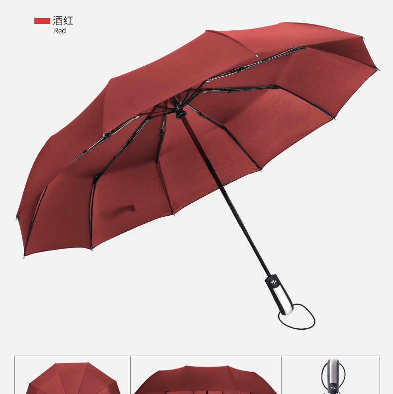 10-bone fully automatic umbrella, folding men's automatic umbrella, dual-purpose double person, larger three-fold, wholesale custom advertising umbrella Specification image