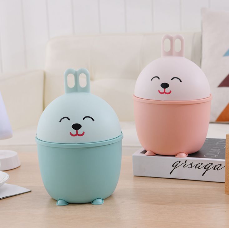Fashionable and creative cartoon rabbit desktop trash can
