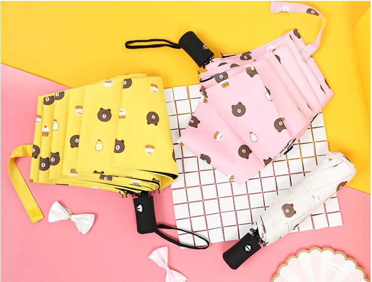 创意全自动卡通小熊黑胶伞防晒遮阳两用晴雨伞详情图1