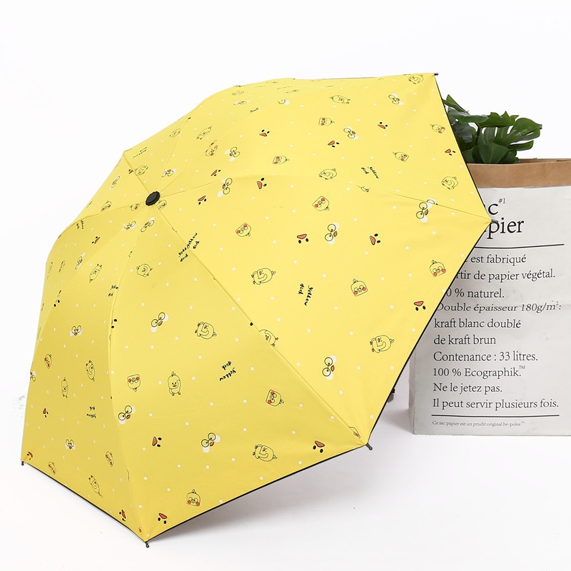 A fresh and cute yellow duckling cartoon vinyl umbrella, UV-resistant sunshade umbrella, sun umbrella, advertising umbrella
