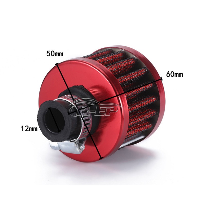 High-flow mushroom head exhaust pipe for car modification, small mushroom head air intake filter, mushroom head air filter element 12M black and red