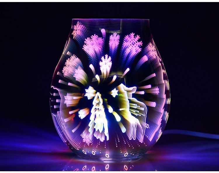 圣诞节3D玻璃圣诞鹿七彩香薰灯 家用摆件融蜡灯去味夜灯详情图12