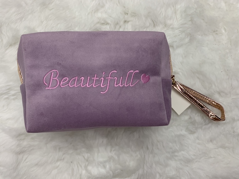 Short Fleece Embroidered Letter Octagon Bag
