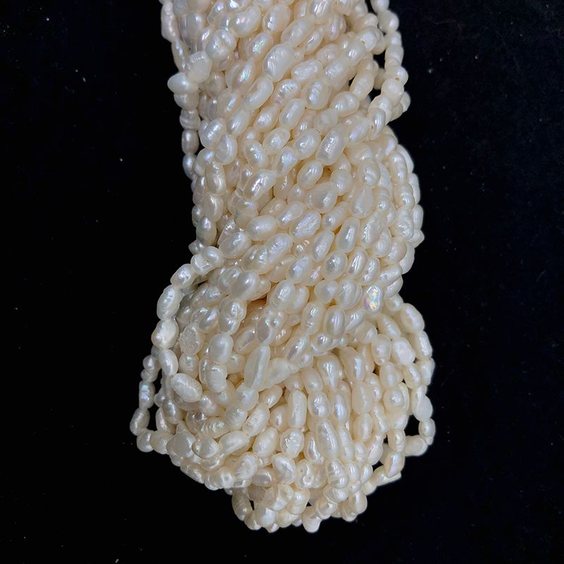 4-5mm竖孔两面光天然淡水珍珠巴洛克异形散珠半成品DIY饰品配件十润珍珠饰品