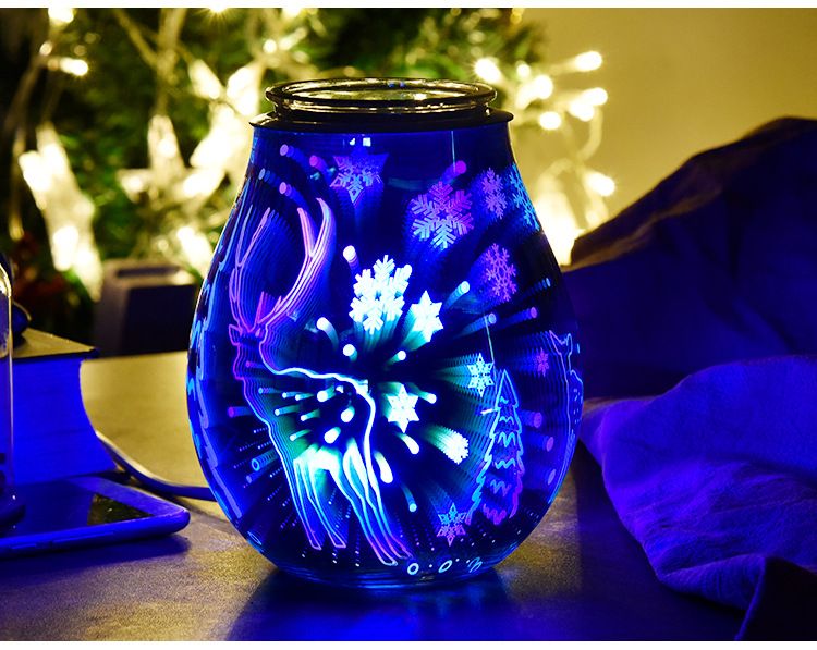 圣诞节3D玻璃圣诞鹿七彩香薰灯 家用摆件融蜡灯去味夜灯详情图19