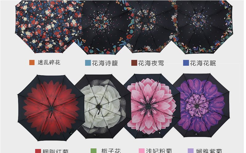 创意小雏菊折叠太阳伞 遮阳防晒晴雨伞两用 三折广告伞定制LOGO