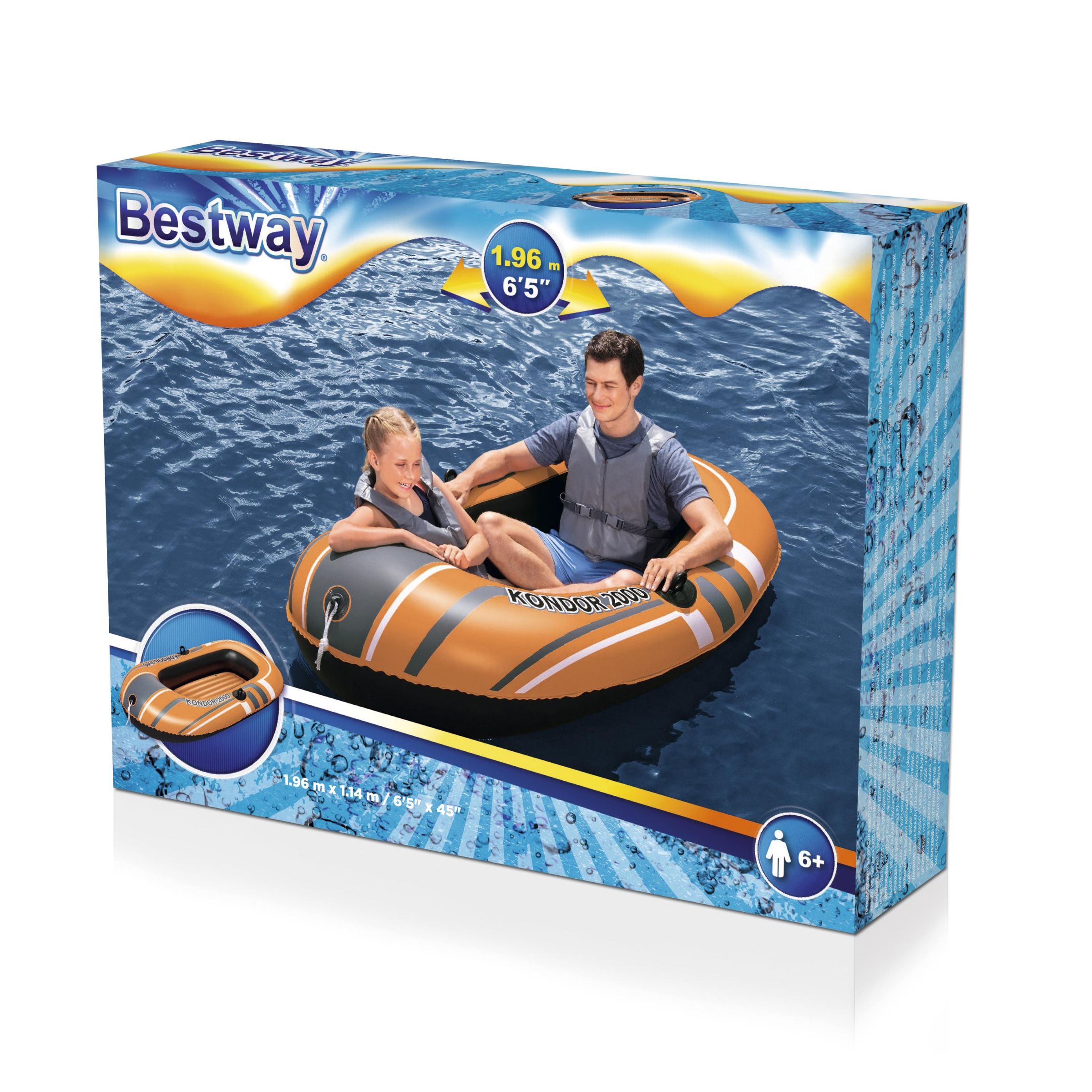 Bestway®  1.96m x 1.14m 水上战队系列 61100单圈二人船白底实物图