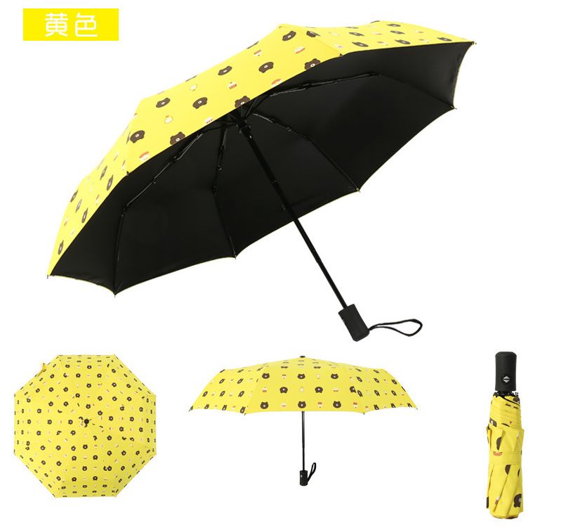 创意全自动卡通小熊黑胶伞防晒遮阳两用晴雨伞详情图4