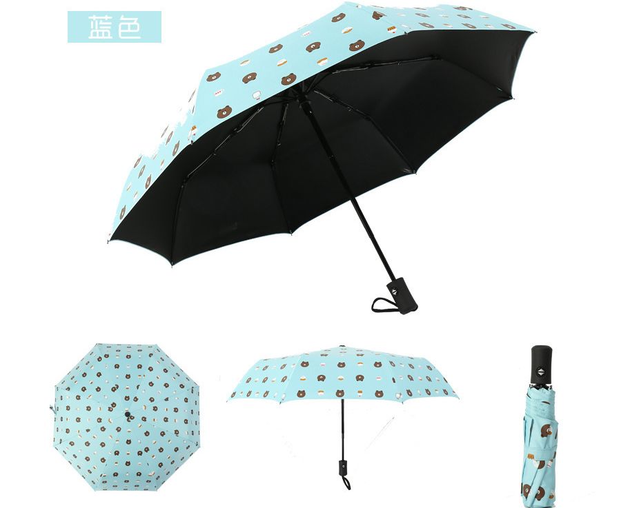 创意全自动卡通小熊黑胶伞防晒遮阳两用晴雨伞详情图5