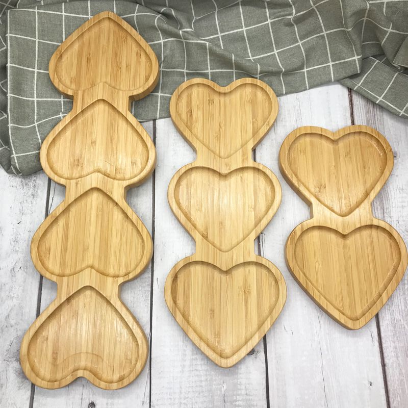Japanese bamboo fruit plate Environmental innovation peach heart plate love breakfast strange nut plate hotel bamboo plate thumbnail