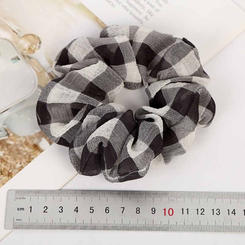 Wholesale of Korean-style hair accessories, simple checkered printed plush fabric hair bands, headwear, headwear and hair ties Item Picture