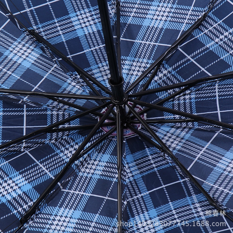 Hot-selling reinforced and enlarged three-fold umbrellas, weather umbrellas, grid umbrellas, umbrella LOGO customization factory wholesale street stall supply Specification image