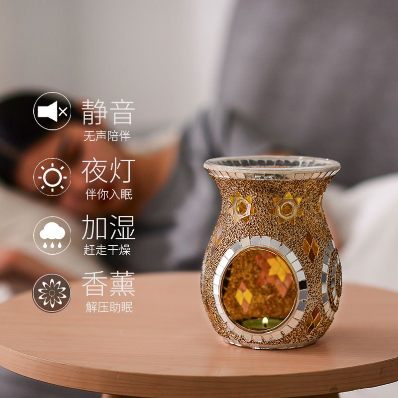 Creative household colorful atmosphere lamp new Turkish style decorative pattern colorful glass incense lamp