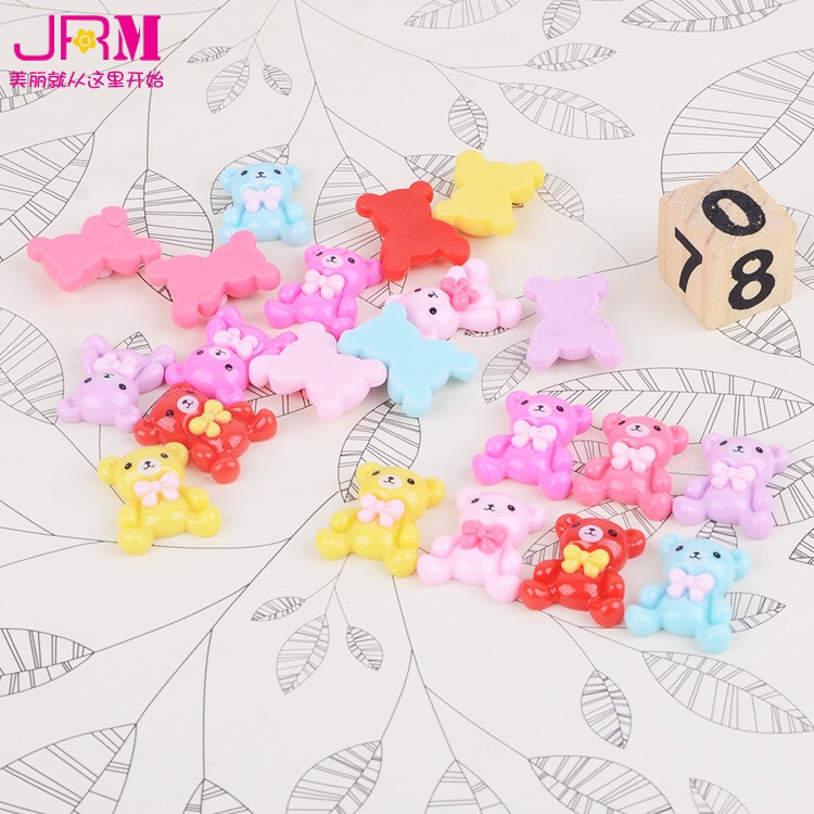 Cartoon bear resin accessories Nail clippers double box resin patch children hair accessories materials accessories wholesale