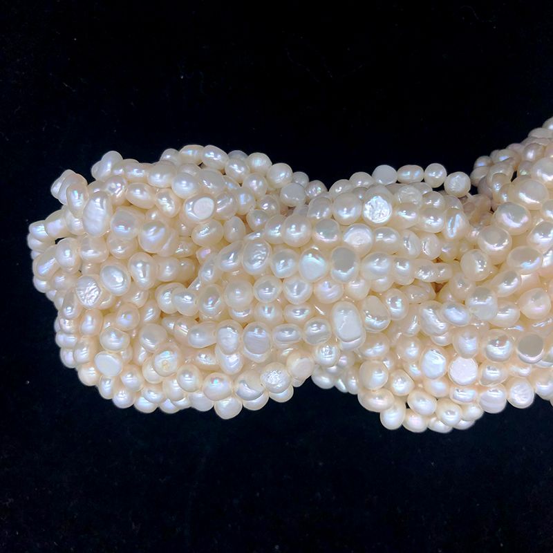 4.5-5mm横孔两面光天然淡水珍珠巴洛克异形散珠半成品DIY饰品配件十润珍珠饰品