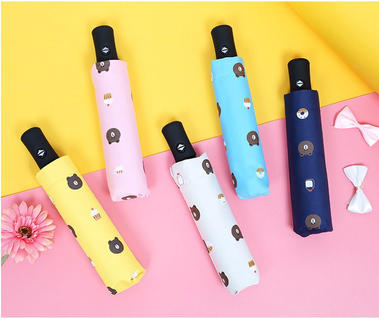 创意全自动卡通小熊黑胶伞防晒遮阳两用晴雨伞详情图2