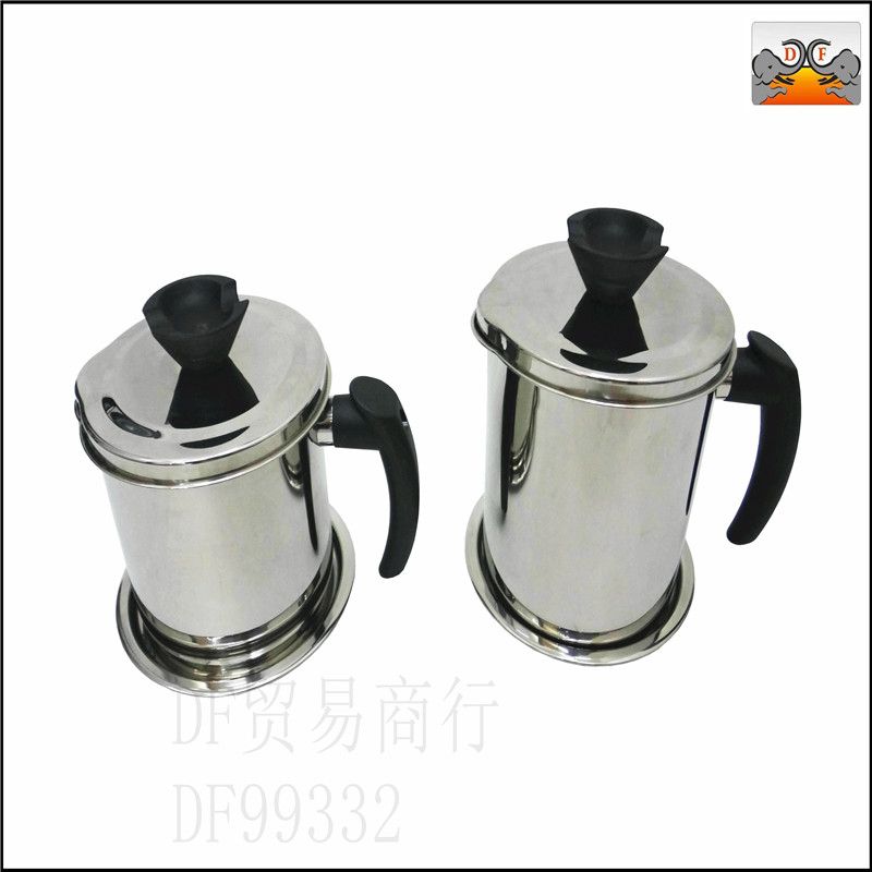 DF99332 Oil reservoir stainless steel with cover filter slag Oil pot with filter screen Oil tank pot Filter oil tank bakelite handle DF TRADING HOUSE