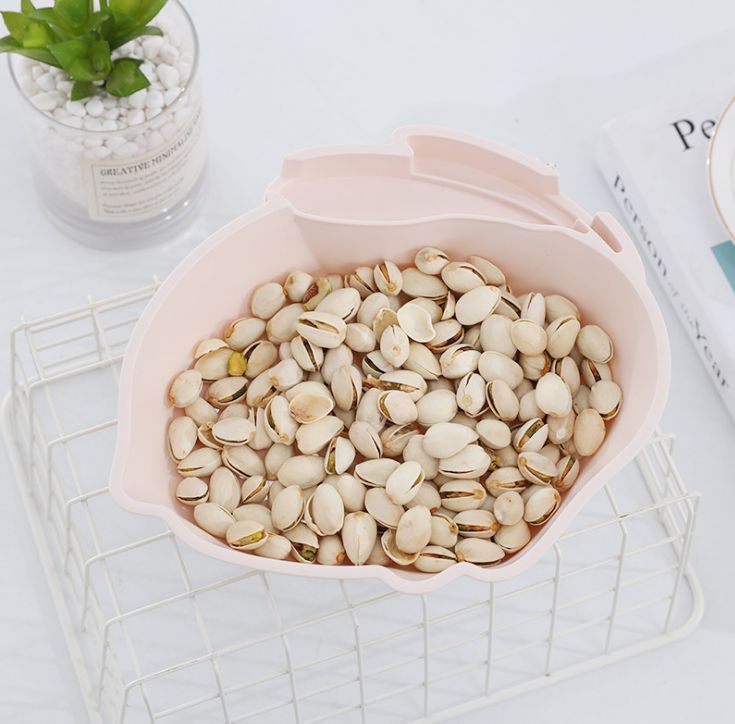 Double-layered pp fruit plate for lazy people that can drain water Specification image