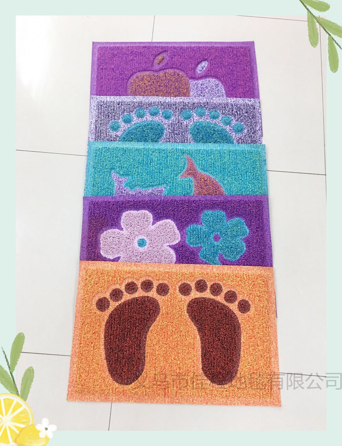 Medium size pvc brushed two-color puzzle floor mat, net bottom PVC floor mat, PVC puzzle floor mat, door mat full figure