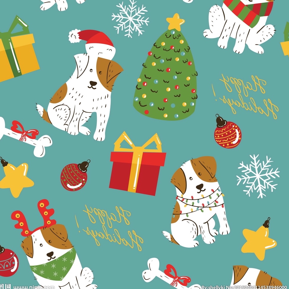 圣诞礼物包装纸-可爱小狗🐶