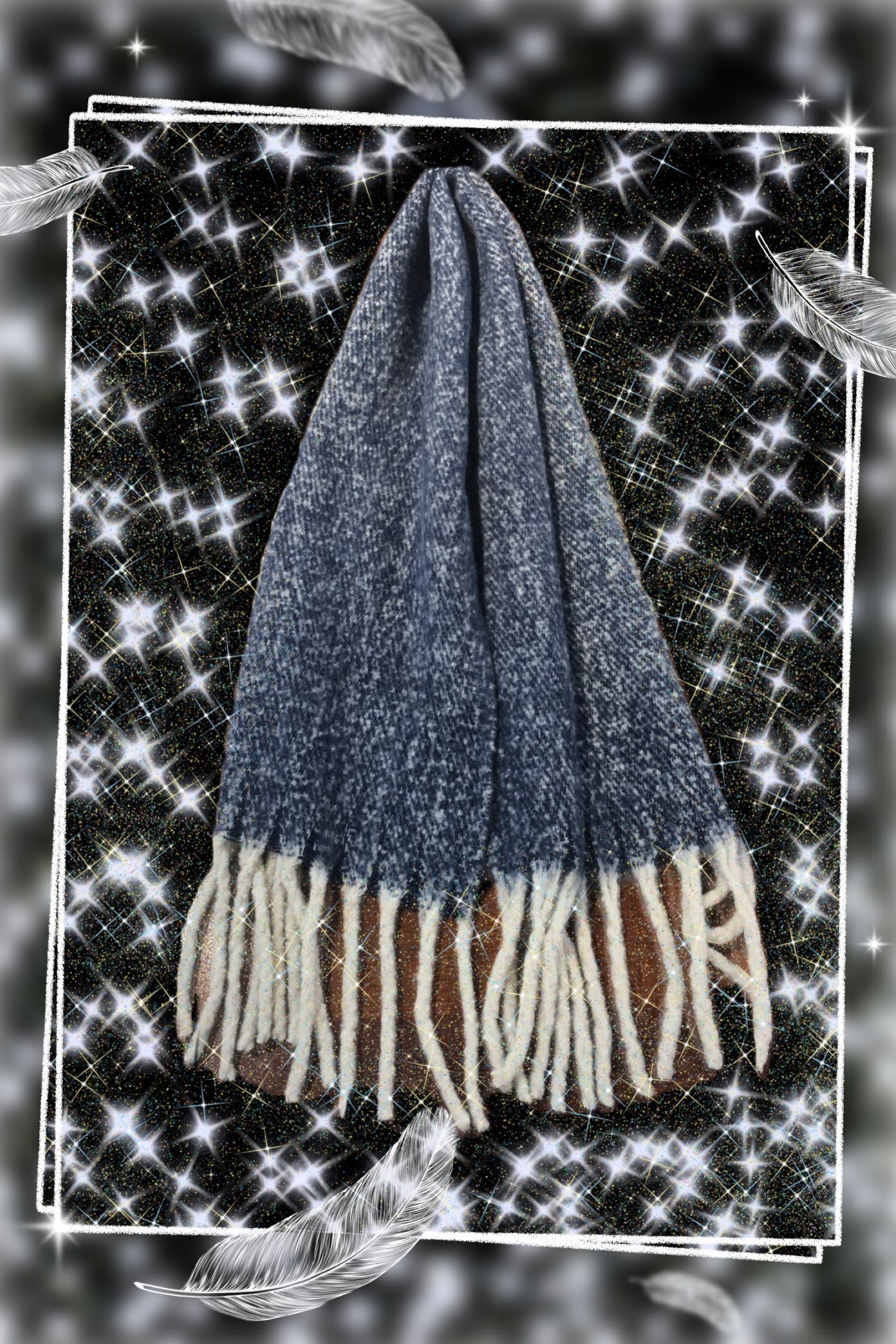 Blue little white little thick scarf shawl scarf