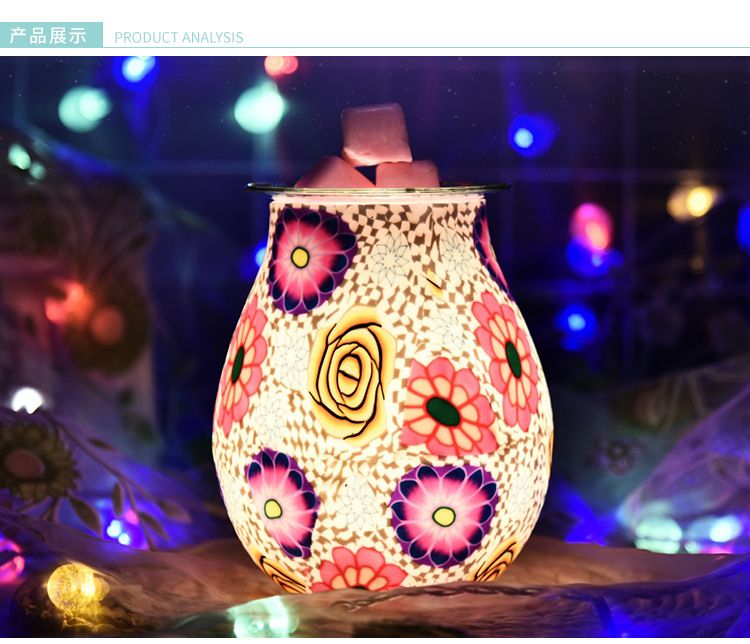 Creative 3d glass white flower pattern creative glass aroma lamp, romantic art for home, sleep aid, fresh air detail image 10