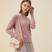 纯羊绒开衫春秋季新款女装简约纯色单排扣针织外套潮