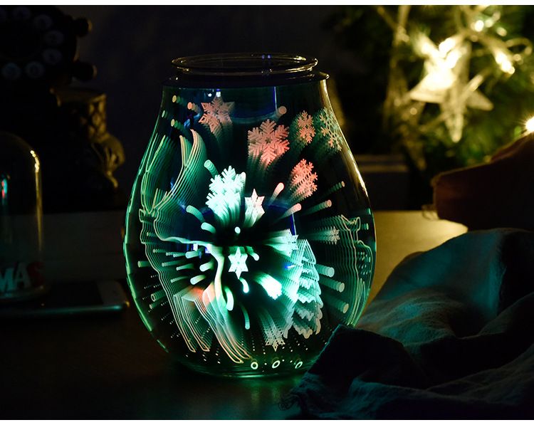 圣诞节3D玻璃圣诞鹿七彩香薰灯 家用摆件融蜡灯去味夜灯详情图16