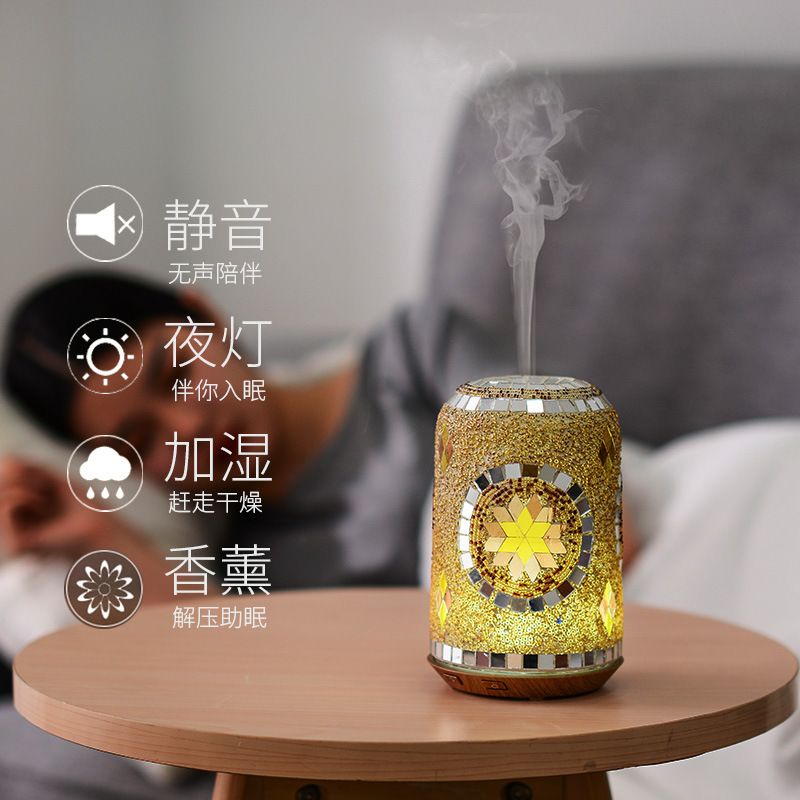Creative new Turkish style decorative pattern colorful aromatherapy lamp glass home colorful multi-color atmosphere lamp