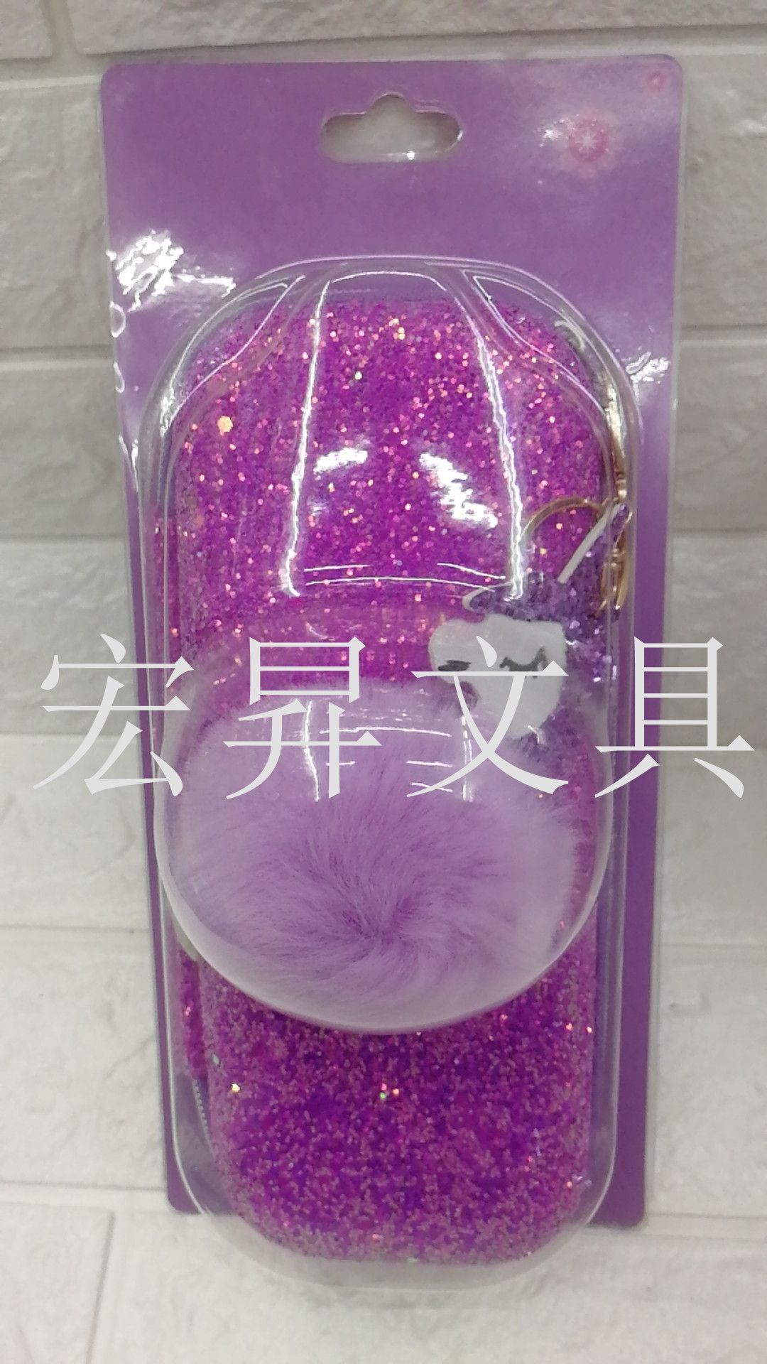 Unicorn EVA pencil case with plush sequin decoration, large-capacity 3D cartoon waterproof pencil case and pen box Item Picture