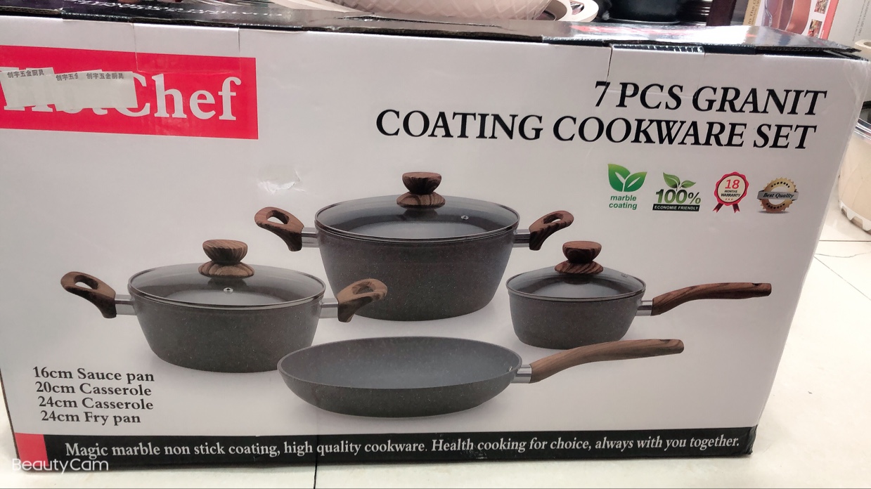 7 piece set extruded marble cover pan non-stick pan thumbnail