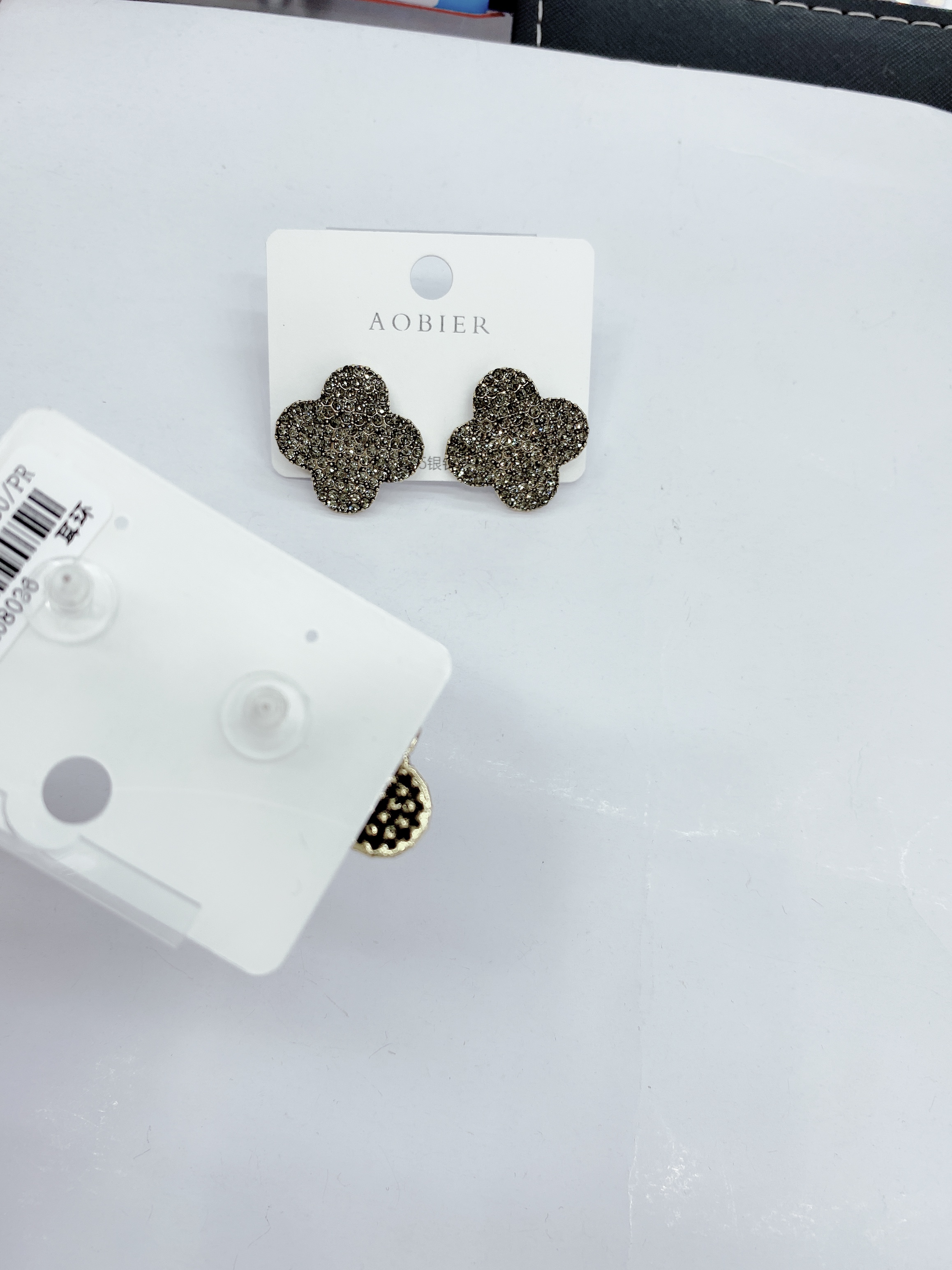 Rhinestone Silver Needle Earrings Specification drawing