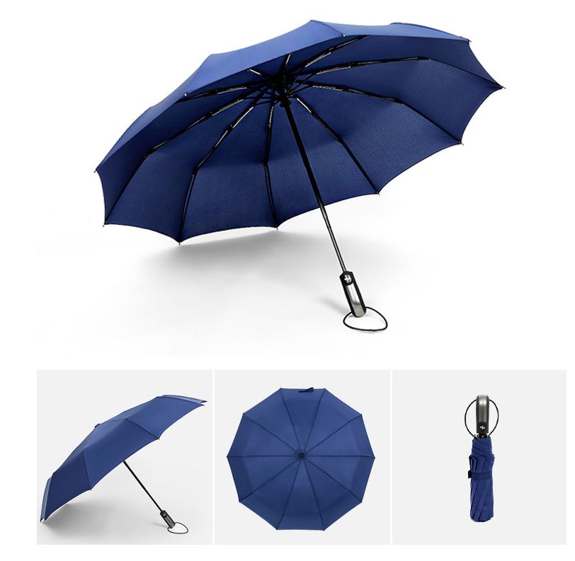 10骨自动雨伞碰起布创意折叠伞商务伞三折晴雨伞定制logo详情图2