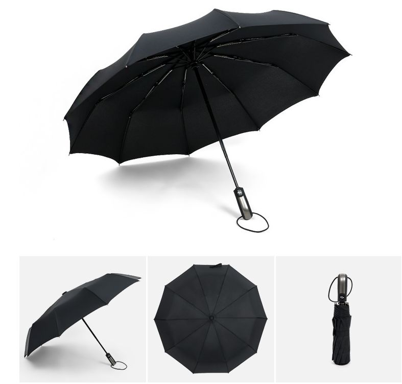 10骨自动雨伞碰起布创意折叠伞商务伞三折晴雨伞定制logo详情图1