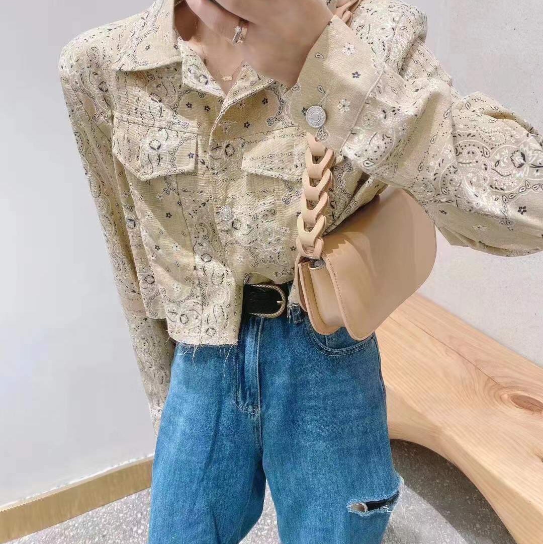 花牛仔短外套